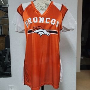 BRONCOS football jersey Orange with bling, Women's Large